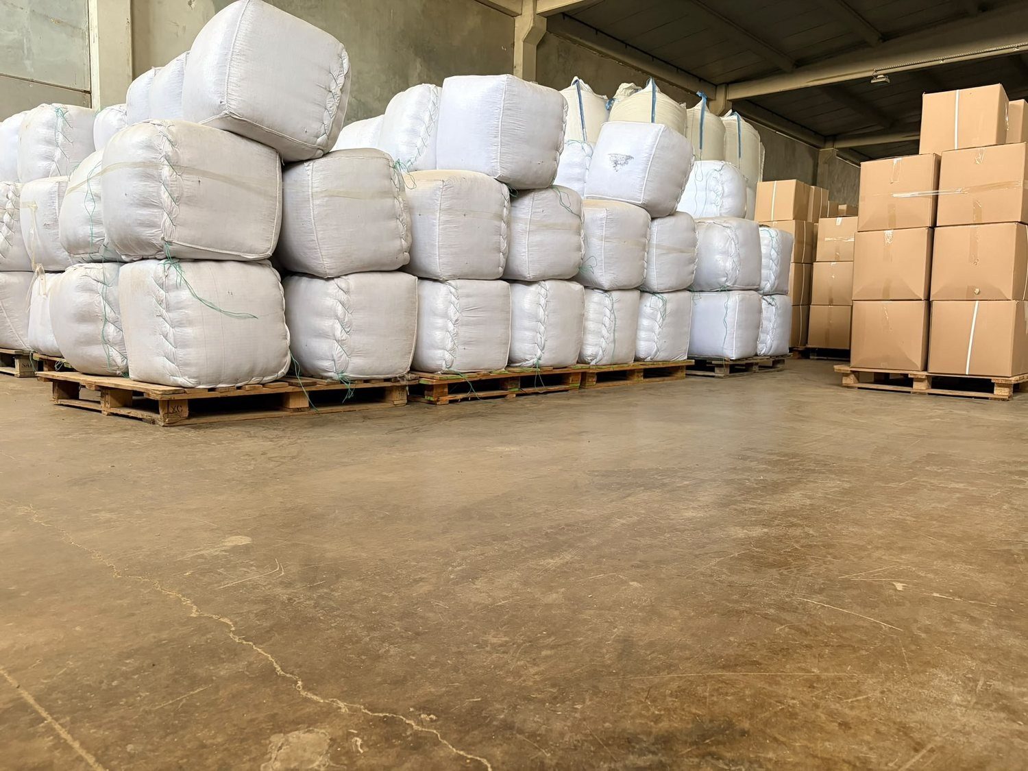 Pressed bales in the DEFSAN facility